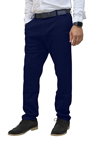 westAce Herren-Chinohose, normale Passform, flache Vorderseite, leger, Stretch, Baumwolle, Jeans für alle Taillen, navy, 34 W/32 L von westAce