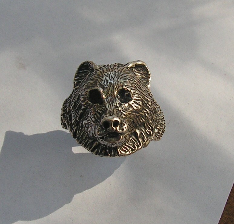 Bär Ring Mit Schwarzen Emaille Augen in Sterling Silber Bär Ring Mit Schwarzen Emaille Augen in Sterling Silber von westernmountain