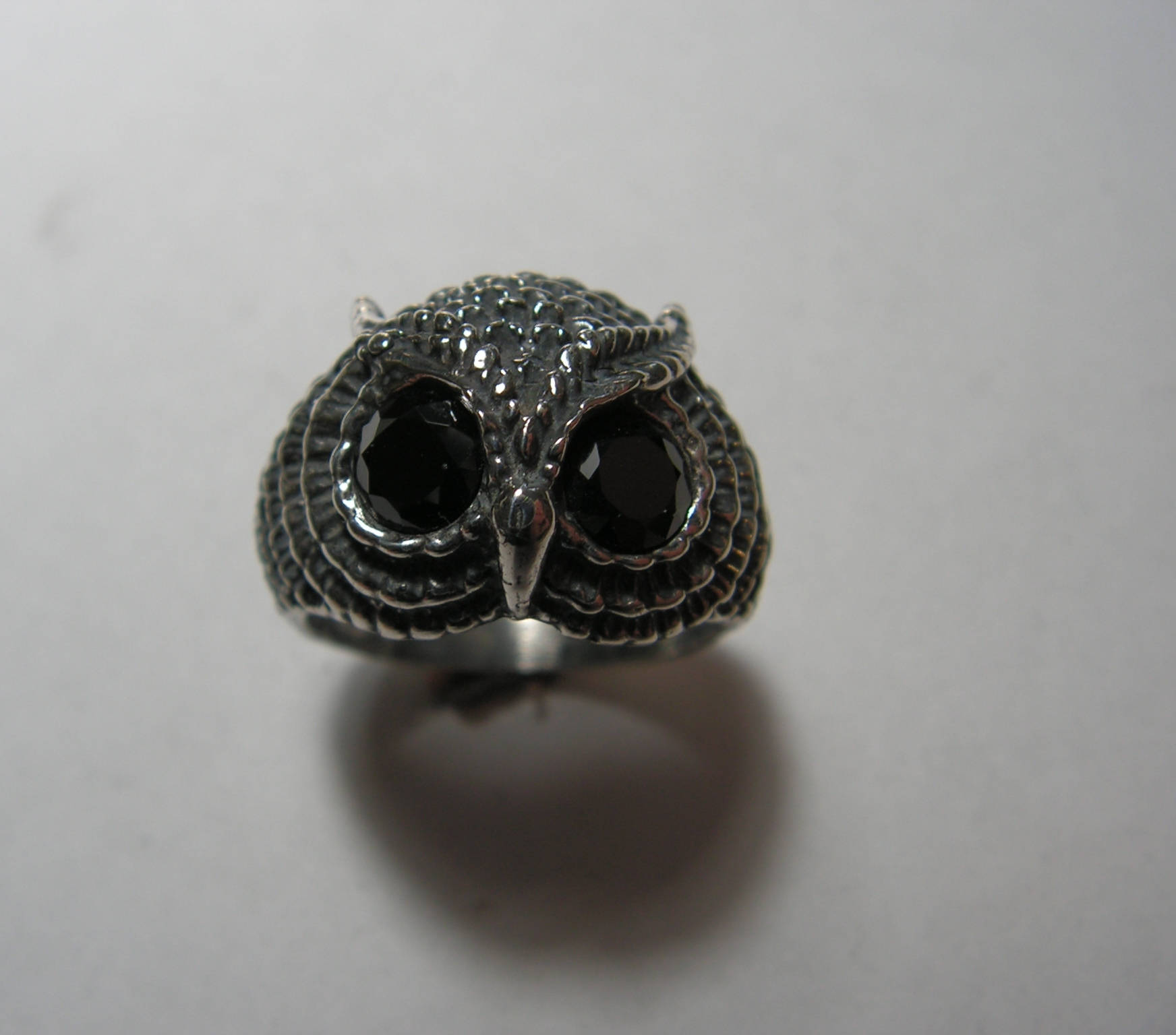 Eulen Ring Schwarzer Onyx Augen in Sterling Silber Eulen Ring Schwarzer Onyx Augen in Sterling Silber von westernmountain