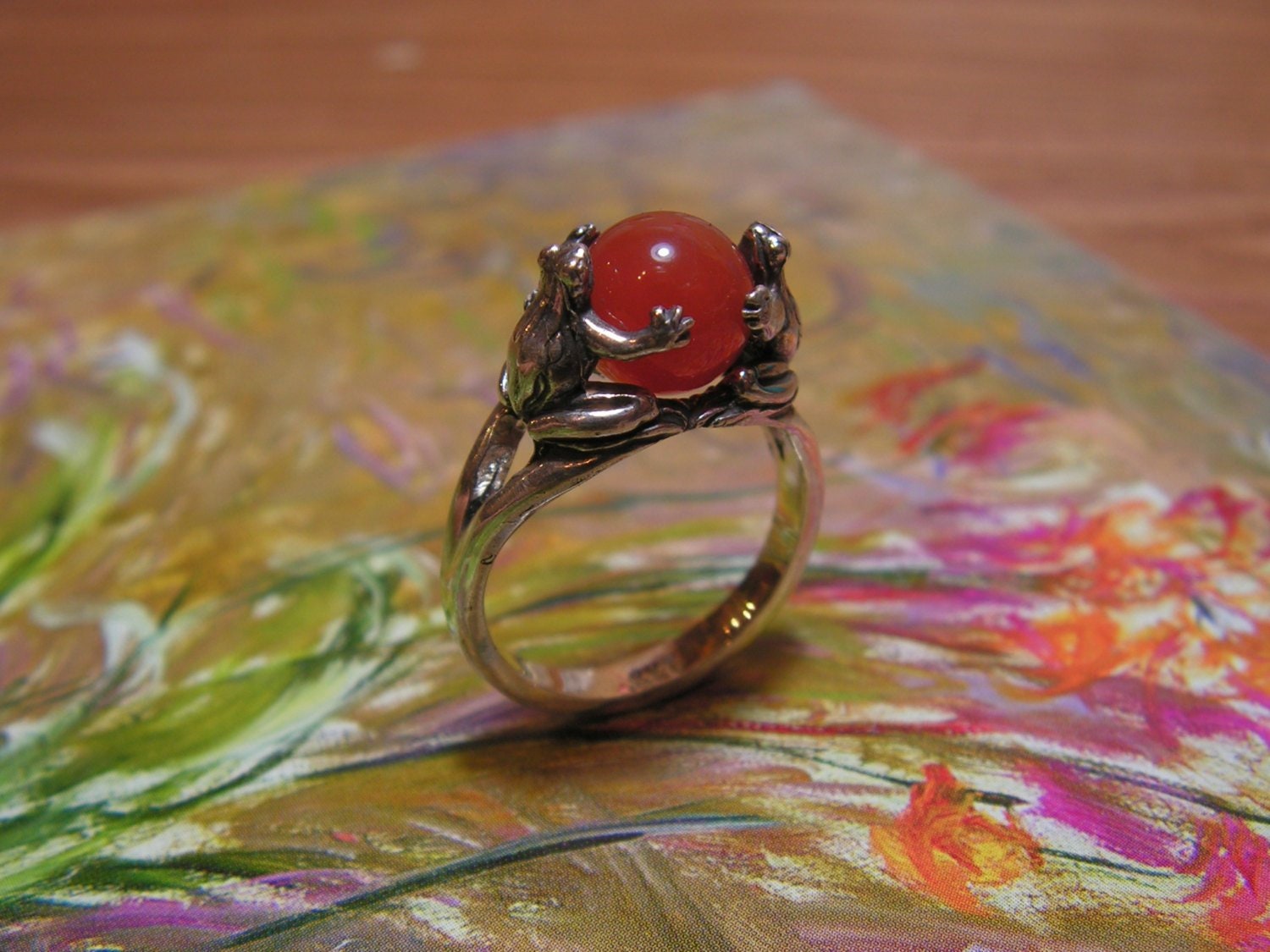 Frosch-Ring Mit Karneol in Sterling Silber Frosch-Ring Mit Karneol in Sterling Silber von westernmountain