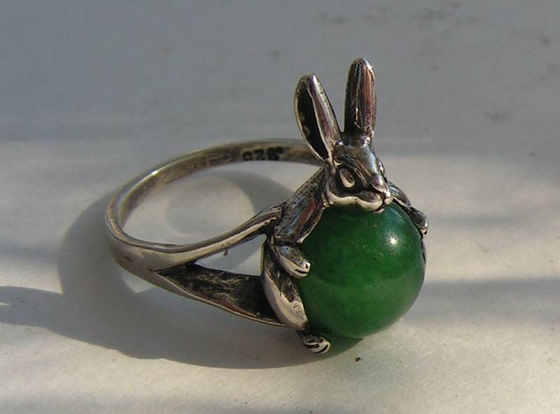 Kaninchen-Ring Mit Aventurin in Sterling Silber Kaninchen-Ring Mit Aventurin in Sterling Silber von westernmountain