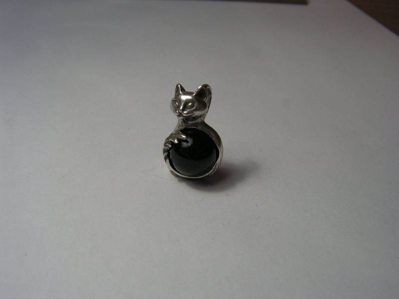 Katzen Anhänger Mit Schwarzer Onyx Und Sterling Silber von westernmountain