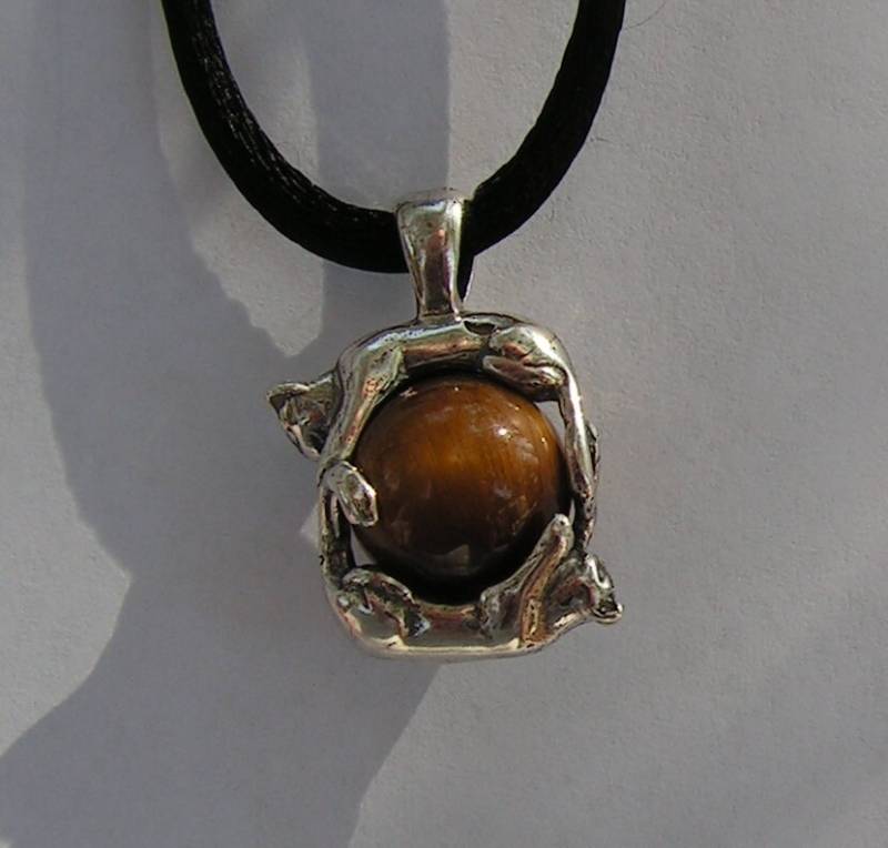 Katzen Anhänger Mit Tigerauge Aus Sterling Silber von westernmountain