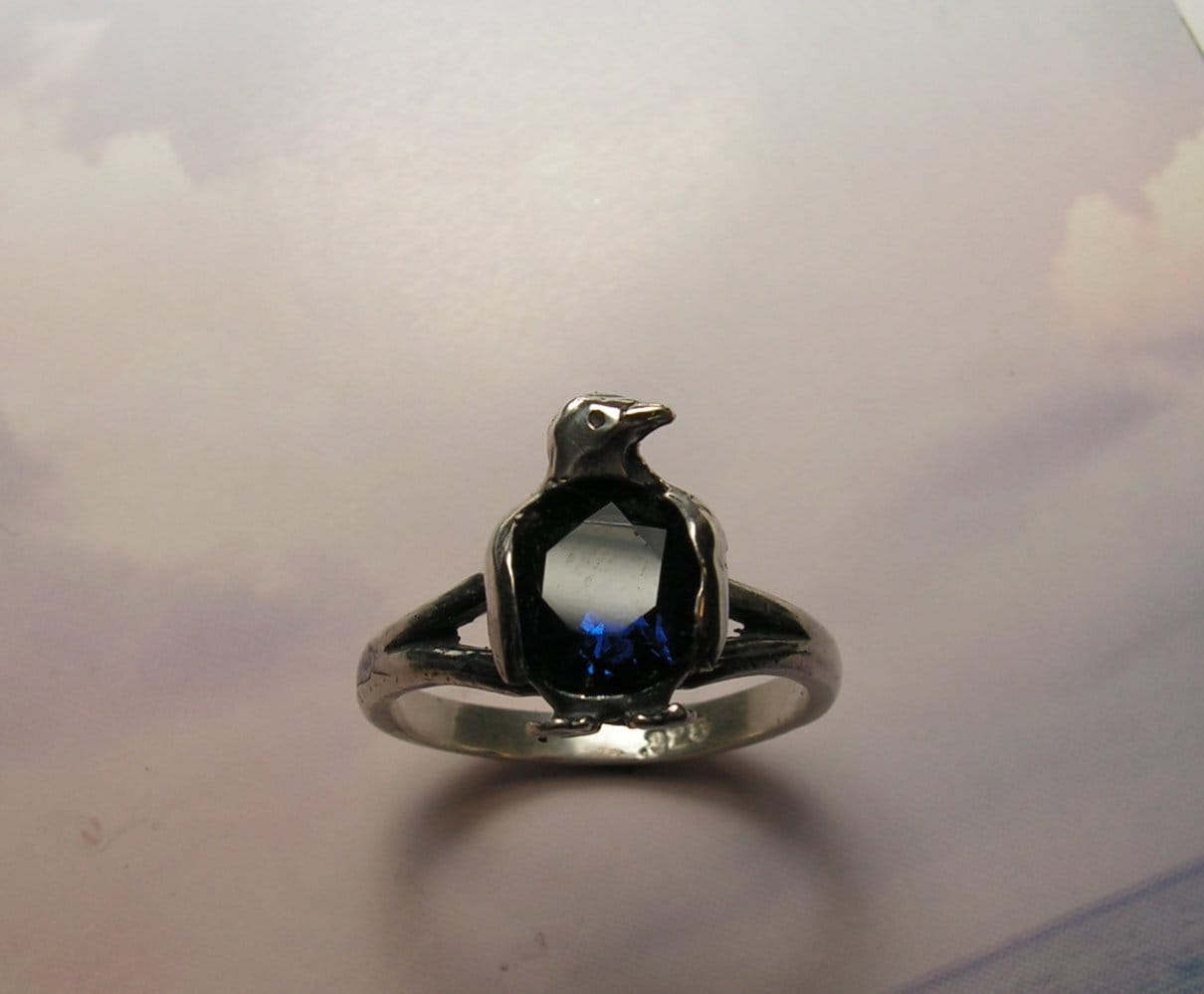 Pinguin Ring Mit Saphir Und Sterling Silber Pinguin Ring Mit Saphir Und Sterling Silber von westernmountain