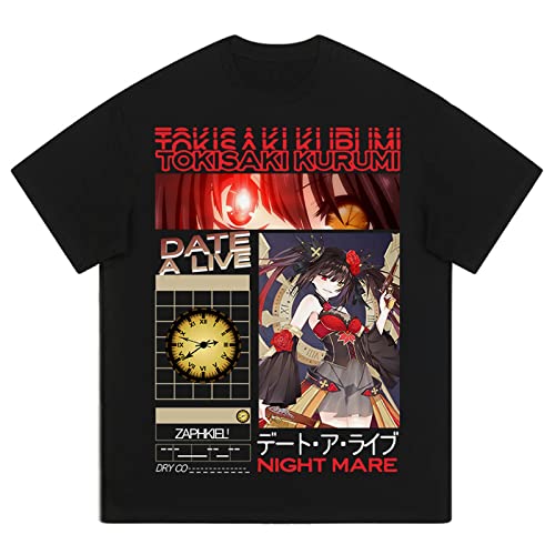 Anime Date A Live T-Shirt Kurumi Tokisaki Gedruckt Lose T-Shirt Tokisaki Streetwear Harajuku Kurzarm für Männer Frauen von westtrend