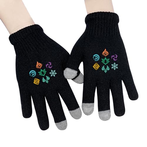 Anime Drucken Warme Handschuhe Genshin Impact Herbst Winter Outdoor Kälte Winddicht Touch Handschuhe Vollfinger Handschuhe Gestrickt Handschuhe von westtrend