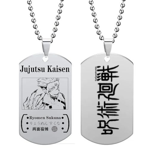 Anime Jujutsu Kaisen Gojou Satoru Halskette Itadori Yuji Kette Anhänger Halskette Cartoon Dog Tags Pattern Schmuck für Mann Frau Geschenke von westtrend