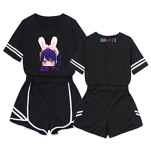 Anime Oshi No Ko Sportswear Hoshino Ai Anime Manga gedruckt Kurze T-Shirt und Shorts Kostüm 2 Stück Trainingsanzug Ai Hoshino Cosplay Set für Damen von westtrend