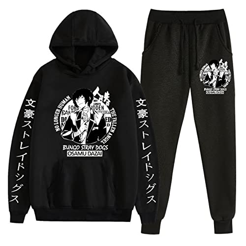 Bungo Stray Dogs Casual Trainingsanzug Nakahara Chuuya Langarm Kapuzenpullover und Jogginghose Anzug Sweatshirt Hose 2 Stück Set dazai osamu Cosplay Anzug von westtrend