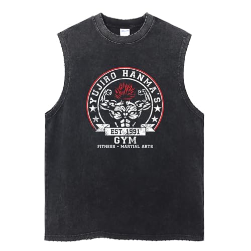Hanma Baki Herren Gym Tank Tops Sport ärmelloses T-Shirt Hanma Yujiro Feste Farbe lässige ärmellose Hemden von westtrend