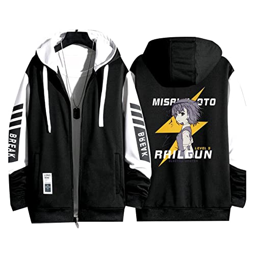 Herren A Certain Scientific Railgun Anime Zip Up Hoody Mikoto Misaka Sweatshirt Damen Casual Jacke Cosplay Kostüm von westtrend