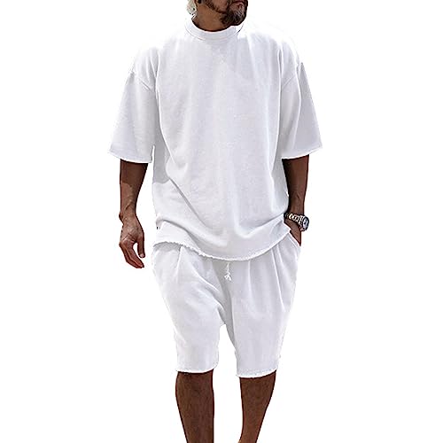 Herren Freizeit-Sportbekleidung kurzärmliges T-Shirt Shorts Anzug Jogging Fitness-Sportbekleidung Zweiteiliger Sommeranzug Lose Passform von westtrend