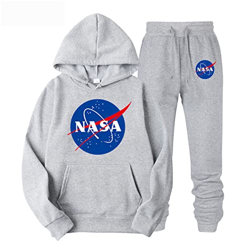 NASA Casual Trainingsanzug NASA Logo Print Langarm Hoodie Pullover und Jogger Hose Anzug Sweatshirt Hose 2-teiliges Set von westtrend