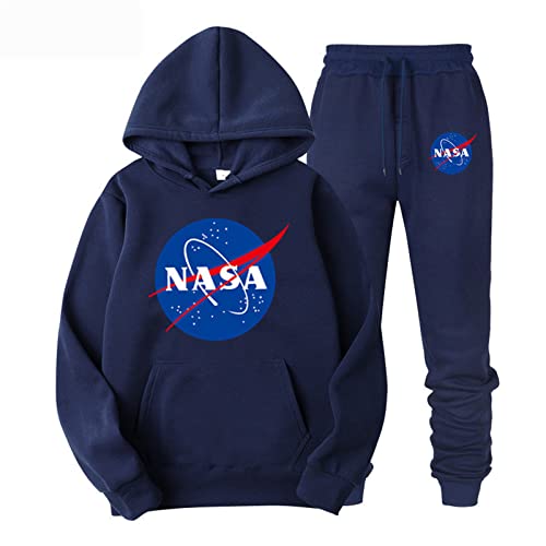 NASA Casual Trainingsanzug NASA Logo Print Langarm Hoodie Pullover und Jogger Hose Anzug Sweatshirt Hose 2-teiliges Set von westtrend