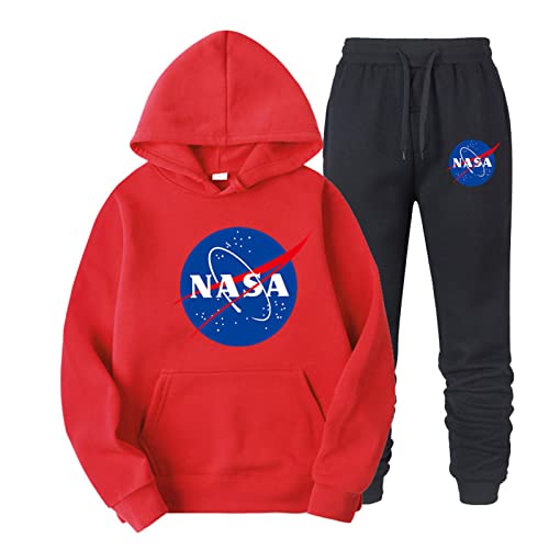 NASA Casual Trainingsanzug NASA Logo Print Langarm Hoodie Pullover und Jogger Hose Anzug Sweatshirt Hose 2-teiliges Set von westtrend