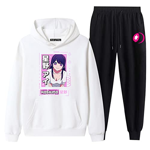 Oshi No KO Casual Trainingsanzug Ai Hoshino Langarm Kapuzenpullover und Jogginghose Anzug Sweatshirt Hose 2 Stück Set von westtrend