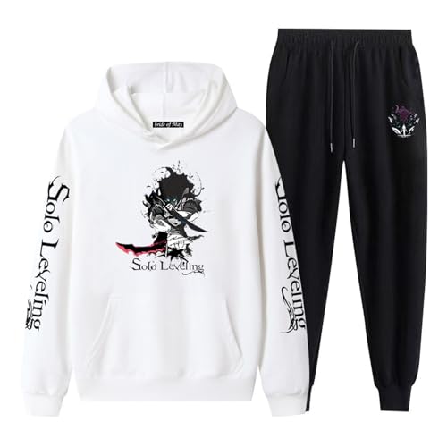 Solo Leveling Casual Trainingsanzug Jin Woo Sung Langarm Kapuzenpullover und Jogginghose Anzug Solo Leveling Sweatshirt Hose 2 Stück Set von westtrend