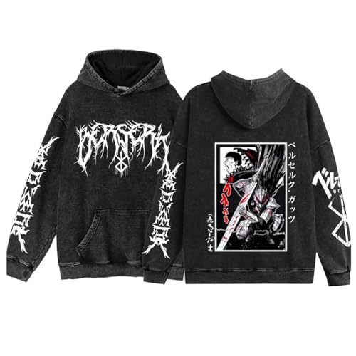 Streetwear Anime Hoodie Berserk Langarm Kapuzenpulli gewaschen Sweatshirt von westtrend