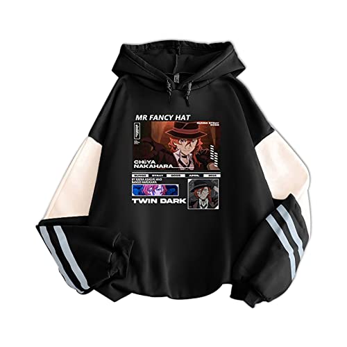 Unisex Bungo Stray Dogs Kapuzenpullover Persönlichkeit Anime Harajuku Sweatshirt Farbabstimmung Langarm Pullover Nakahara Chuuya Hoodie von westtrend