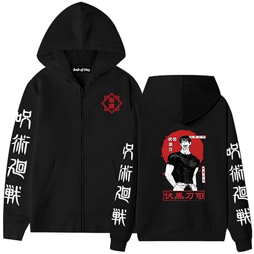 Unisex Jujutsu Kaisen Kapuzenpullover mit Reißverschluss Persönlichkeit Anime Harajuku Langarm Sweatshirt Fushiguro Megumi Hoodie Fushiguro Touji Sweatshirts von westtrend