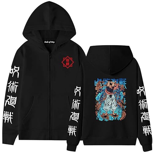 Unisex Jujutsu Kaisen Kapuzenpullover mit Reißverschluss Persönlichkeit Anime Harajuku Langarm Sweatshirt Fushiguro Megumi Hoodie Fushiguro Touji Sweatshirts von westtrend