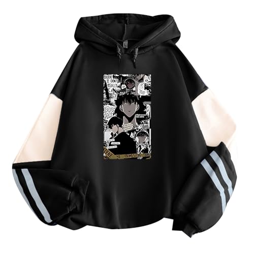 Unisex Solo Leveling Kapuzenpullover Persönlichkeit Anime Harajuku Sweatshirt Farbabstimmung Langarm Pullover Sung Jin Woo Hoodie von westtrend