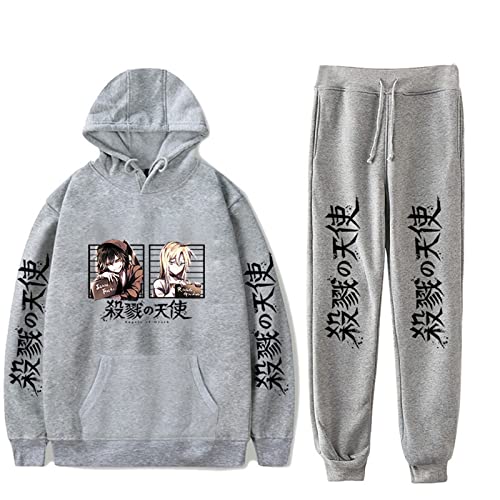 westtrend Angels of Death Hoodie und Hose 2 Stück Sets Unisex Anime Charakter Isaac·Foster Print Casual Sweatshirt Tops Hosen Anzüge von westtrend