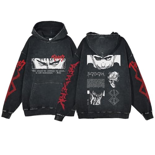 westtrend Anime Berserk Hoodie Baumwolle gewaschen Langarm Unisex Kapuzenpulli von westtrend