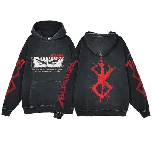 westtrend Anime Berserk Hoodie Baumwolle gewaschen Langarm Unisex Kapuzenpulli von westtrend