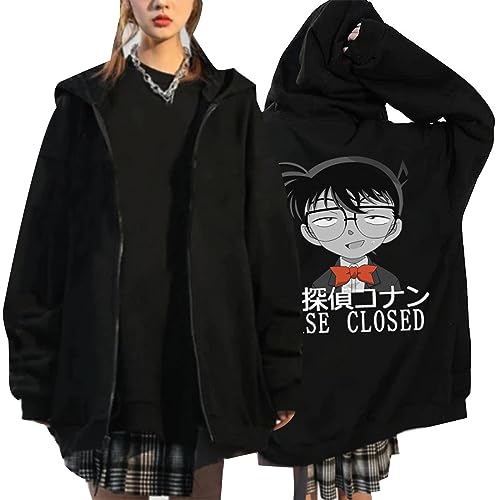 westtrend Anime Detektiv Conan Kapuzenpullover mit Reißverschluss Conan Edogawa Cosplay Sweatshirts Conan Kapuzenpullover Conan Lose Strickjacke Für Männer Frauen von westtrend