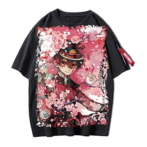 westtrend Anime Toilet-Bound Hanako-kun Bedrucktes T-Shirt Lose Bequeme Kurzarm T-Shirts mit rundem Halsausschnitt für Herren Damen von westtrend