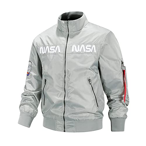westtrend Bomberjacke für Herren mit NASA-Logo Bestickt lässig Reißverschluss Stehkragen Bomberjacke Outwear von westtrend