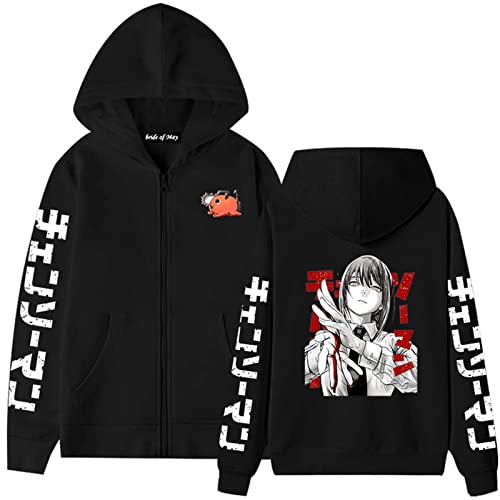 westtrend Chainsaw Man Makima Kapuzenpulli mit Reißverschluss Unisex Anime Grafikdruck Pullover Chainsaw Man Cosplay Hoodie Makima Kapuzenpullover von westtrend