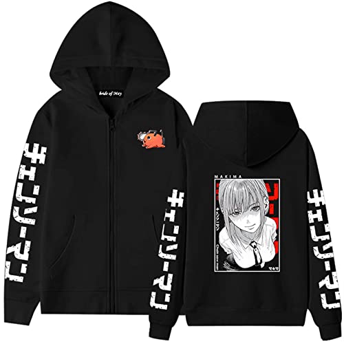 westtrend Chainsaw Man Makima Kapuzenpulli mit Reißverschluss Unisex Anime Grafikdruck Pullover Chainsaw Man Cosplay Hoodie Makima Kapuzenpullover von westtrend