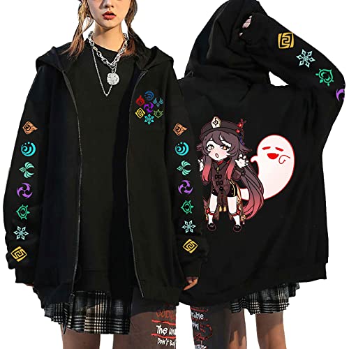 westtrend Genshin Impact Hoodie Unisex Casual Langarm Sweatshirts mit durchgehendem Reißverschluss und Tasche Anime Charakter Hu Tao Print Kapuzenmantel westtrend Genshin Impact Hoodie Unisex Casual Langarm Sweatshirts mit durchgehendem Reißverschluss und Tasche Anime Charakter Hu Tao Print Kapuzenmantel von westtrend