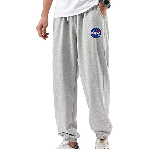 westtrend Herren NASA Jogginghose Kordelzug Elastische Taille Trendige Joggerhose Lose Bequeme Sport Freizeithose von westtrend