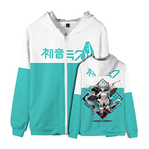 westtrend Japan Beliebte Sängerin Vocal Hatsune Miku Kawaii Pullover mit Reißverschluss Miku Idol Cosplay Sweatshirt Persönlichkeit Hoodie Lose Sweatshirts Niedliche Strickjacke Für Männer Frauen von westtrend