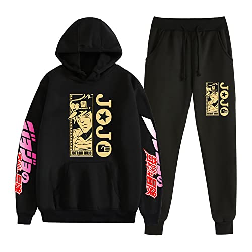 westtrend JoJo's Bizarre Adventure Hoodie und Hose 2 Stück Sets Unisex Anime Charakter JoJo Print Casual Sweatshirt Tops Hosen Anzüge von westtrend