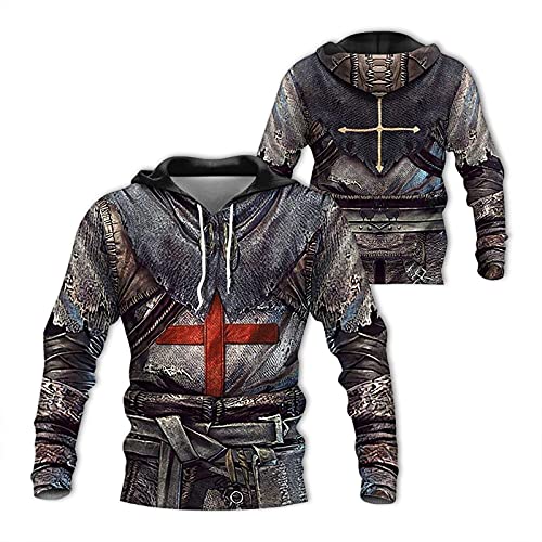 westtrend Knights Templar Hoodie Mittelalterliches Kreuz Mit Kapuze Lässiger Pullover Langarm Retro Ritter Hoodie Mit Kängurutasche von westtrend