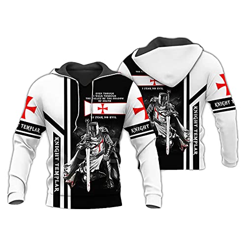 westtrend Knights Templar Hoodie Mittelalterliches Kreuz Mit Kapuze Lässiger Pullover Langarm Retro Ritter Hoodie Mit Kängurutasche von westtrend