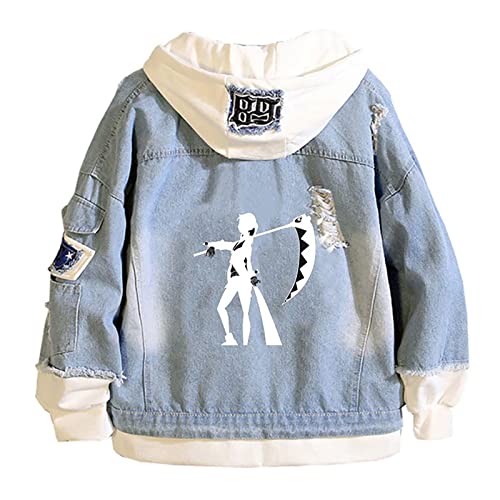 westtrend Soul Eater Denim Kapuzenjacke Unisex Casual Gefälschte Zwei Sweatshirts Anime Print Mit Kapuze Jean Coat von westtrend