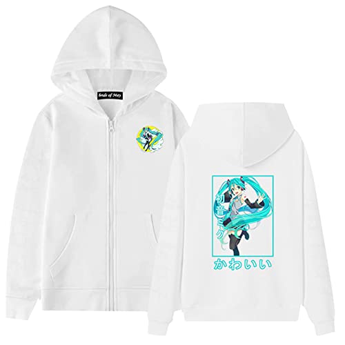 westtrend Vocaloid Hatsune Miku Kapuzenpulli mit Reißverschluss Unisex Anime Grafikdruck Pullover Vocaloid Hatsune Miku Cosplay Hoodie Hatsune Miku Kapuzenpullover von westtrend