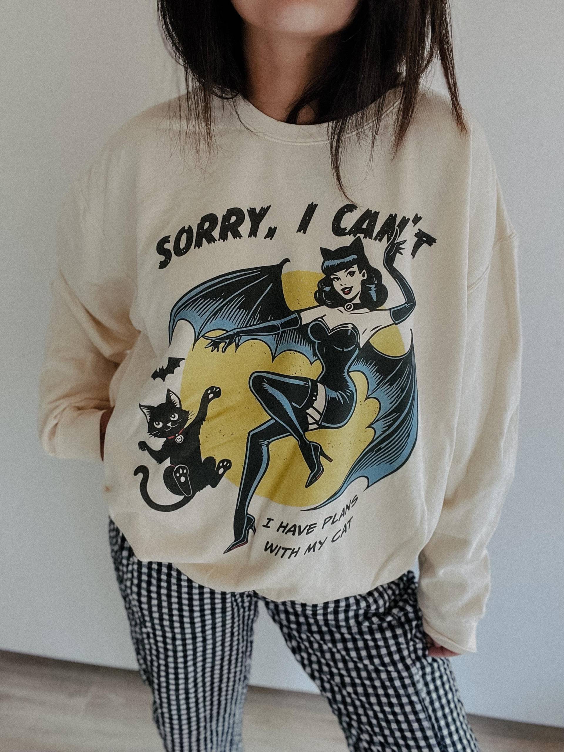 Tut Mir Leid, Ich Kann Nicht Halloween Rundhalsausschnitt, Katzendame Sweatshirt, Komfort Farben Trendiges Sweatshirt Tut Mir Leid, Ich Kann Nicht Halloween Rundhalsausschnitt, Katzendame Sweatshirt, Komfort Farben Trendiges Sweatshirt von wethebabesco