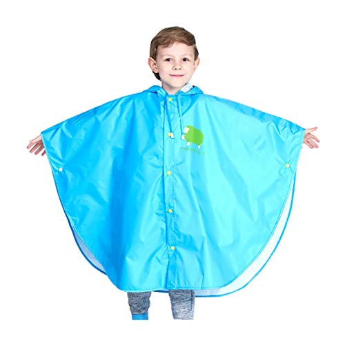 Wetry Kinder Regenponcho Mädchen Jungen Regencape Wasserdicht Atmungsaktiv 100% Regendichter Regenmantel Unisex für Kleinkinder und Jugendliche Regenjacke mit Kapuze für 75-175cm von Wetry