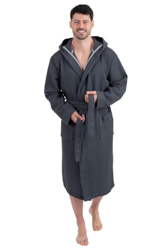 Unisex Damen Herren Bademantel Soft Piquee wewofashion by Otto Werner Anthrazit 3757 Gr. L von WEWO-Fashion