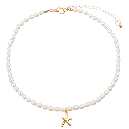 wgoud Natürliche Süßwasserperlen-Choker-Halskette für Frauen, trendige 14 Karat vergoldete Perlenketten, handgefertigtes Schmuckgeschenk, Perle, Perle wgoud Natürliche Süßwasserperlen-Choker-Halskette für Frauen, trendige 14 Karat vergoldete Perlenketten, handgefertigtes Schmuckgeschenk, Perle, Perle von wgoud