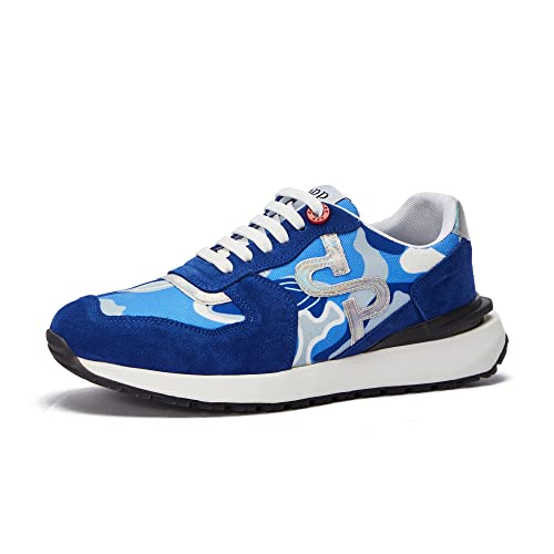 Modische Turnschuhe aus OPP-Wildleder für Herren, lässige Schnürschuhe, Laufen, athletisch, Tennis, Sport, Fitnessstudio, Camo Blue, 41.5 EU von whaletill