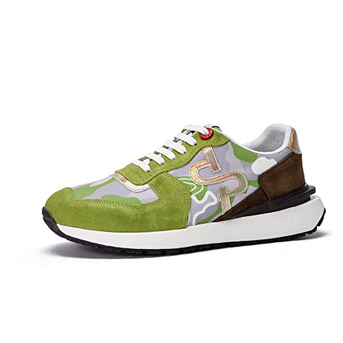Modische Turnschuhe aus OPP-Wildleder für Herren, lässige Schnürschuhe, Laufen, athletisch, Tennis, Sport, Fitnessstudio, Grün, Camouflage, 38 EU von whaletill
