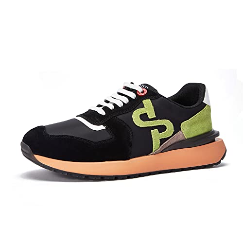 Modische Turnschuhe aus OPP-Wildleder für Herren, lässige Schnürschuhe, Laufen, athletisch, Tennis, Sport, Fitnessstudio, Schwarz, 43 EU von whaletill