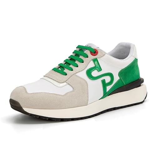 Modische Turnschuhe aus OPP-Wildleder für Herren, lässige Schnürschuhe, Laufen, athletisch, Tennis, Sport, Fitnessstudio, Weiß/Grün, 41 EU von whaletill
